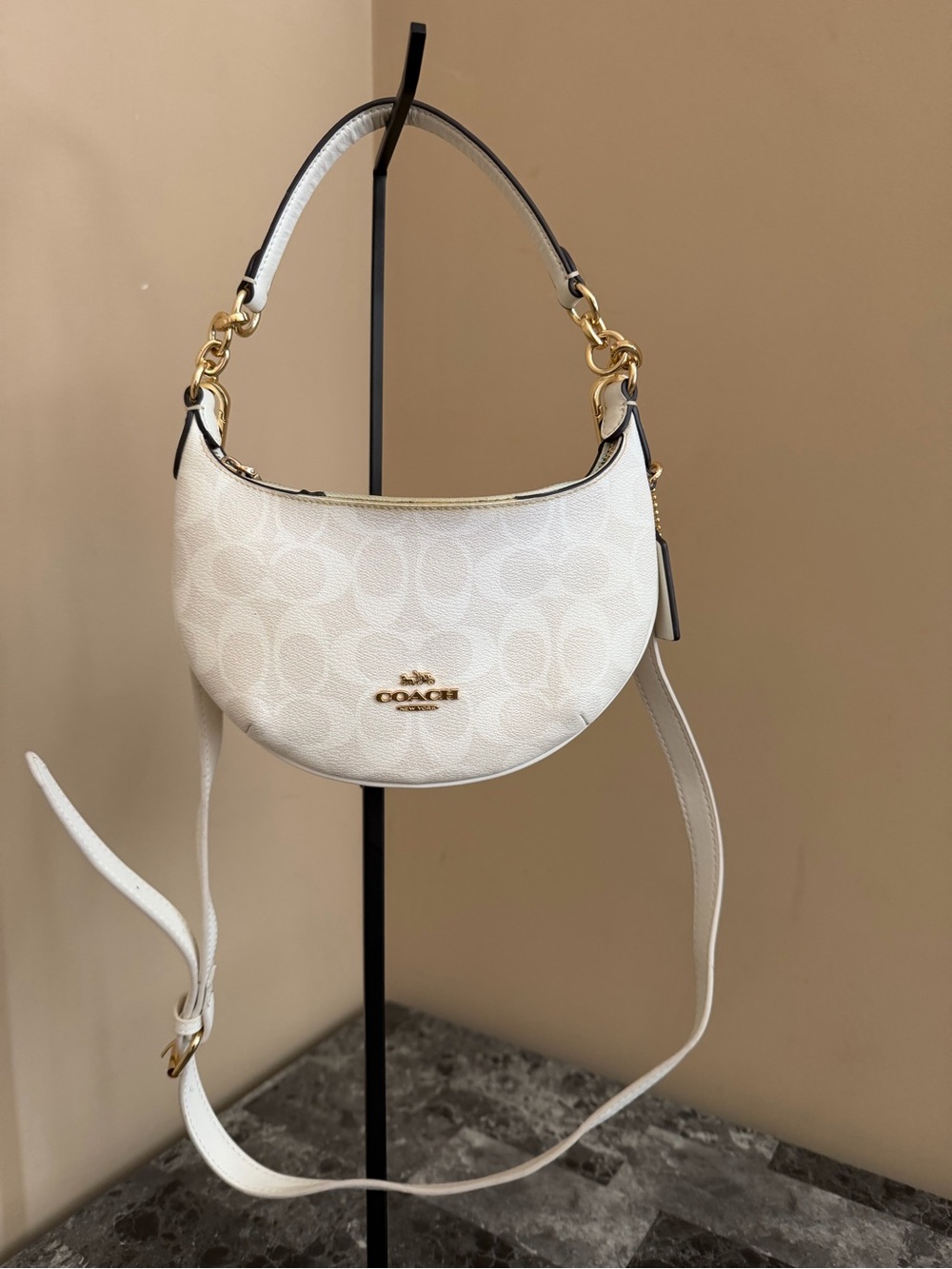Coach Payton Mini Hobo bag white and gold